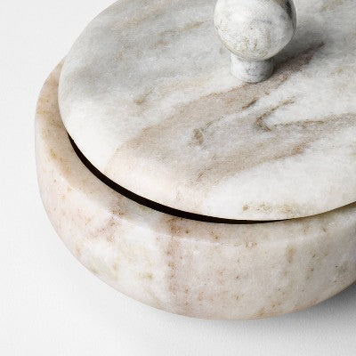 5" Round Marble Box Natural - Threshold designed with Studio McGee