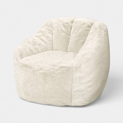 Dorm Compressed Foam Bean Bag Chair Cream Shearling - Room Essentials (LOCAL PICKUP ONLY)