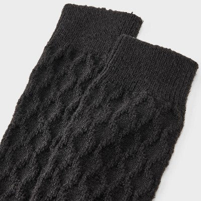 Women's Diamond Textured Super Soft Knee High Boot Socks - Auden Black 4-10