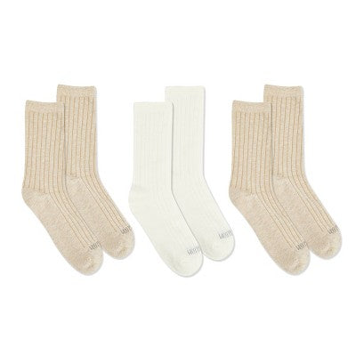 Women's Fruit of the Loom Cotton Comfort 3pk Crew Socks - Neutral 4-10: Recycled Cotton, Midweight, Solid Pattern