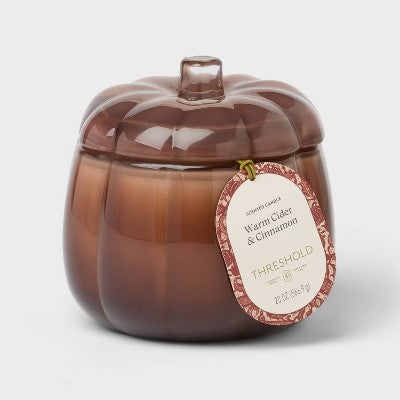 2 Wick Large Glass Fall Pumpkin Candle Warm Cider & Cinnamon Jar - Threshold: Fall