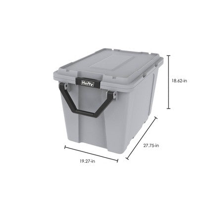 Hefty 28gal Max Tote Wheel: Polypropylene Storage Bin with Lid, Locking Handles & Wheels, Universal Utility Tubs, Gray (LOCAL PICKUP ONLY)