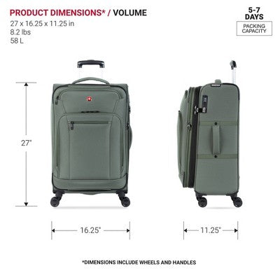 SWISSGEAR Zurich Softside Medium Checked Spinner Suitcase - Green