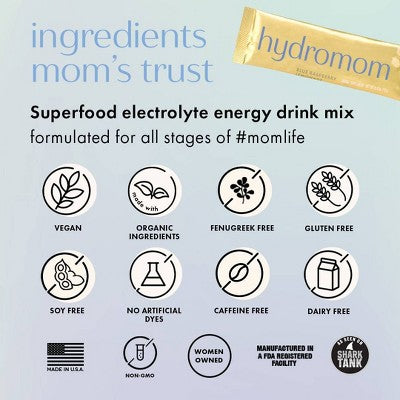 Boobie HydroMom Electrolyte Drink Mix - Blue Raspberry - 6.3oz/15ct