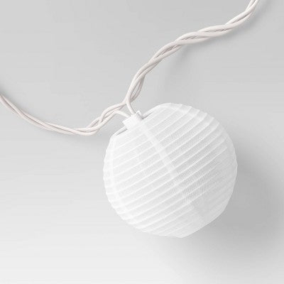 10ct Incandescent Mini Lights with Nylon Outdoor Lanterns White - Threshold
