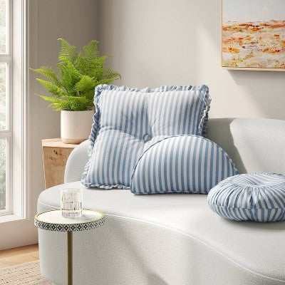 Half Moon Shaped Round Stripe Pillow Blue/White - Threshold
