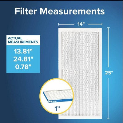 Filtrete 14''x25''x1'' Premium Allergen Bacteria and Virus Air Filter 1900 MPR: MERV 13 Electrostatic for Home Furnaces (LOCAL PICKUP ONLY)