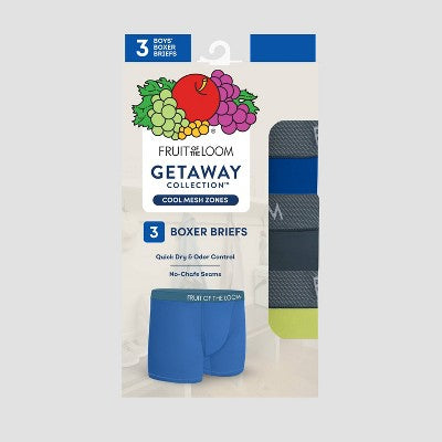 Fruit of the Loom Boys' 3pk Boxer Briefs - Gray/Blue XL