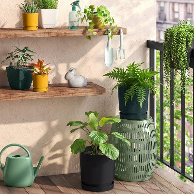 Recycled Resin Indoor Outdoor Planter Pot Black 10"x10"x10" - Room Essentials