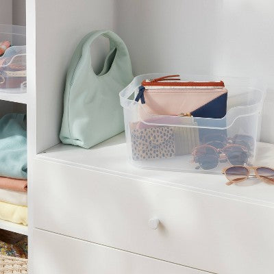 Large Open Front Storage Bin Clear - Brightroom: Plastic, Portable, Nesting, Universal Storage, 14.5 Volume Capacity