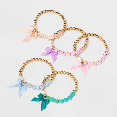 Girls' 5pk Besties with Bows Bracelet Set - Cat & Jack