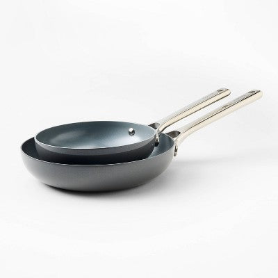 2pk (8" & 10") Nonstick Ceramic Coated Aluminum Frypan Set Dark Gray - Figmint
