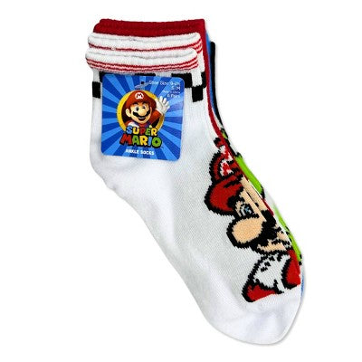 Boys' Nintendo Mario 6pk Ankle Socks - Assorted Colors M/L