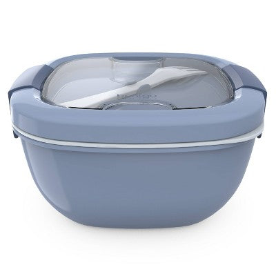 Bentgo Salad Stackable Lunch Container with Large 54oz Bowl, 4-Compartment Tray & Built-In Fork - Slate