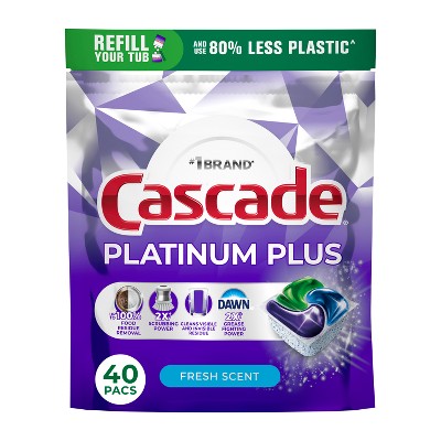 Cascade Platinum Plus Action Pacs Dishwasher Detergent - Fresh - 40ct