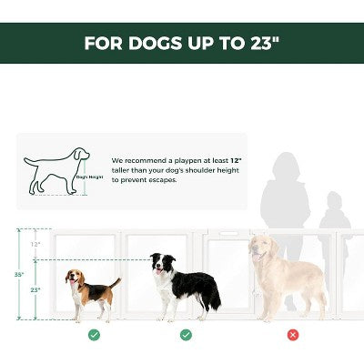 FXW AuraSpace Acrylic Indoor Dog Playpen for Medium Dogs, 35 Inch, 10 Panels, White (LOCAL PICKUP ONLY)