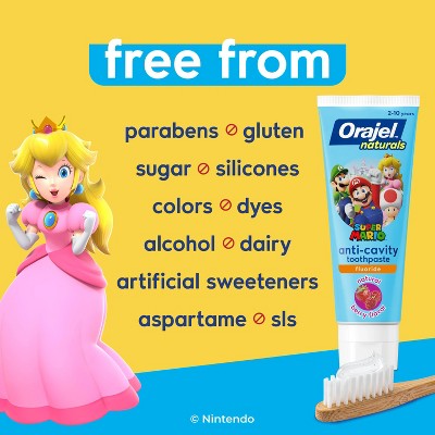 Orajel Naturals Kids Super Mario Anti-Cavity Fluoride Training Gel Toothpaste - Natural Berry - 5.8oz