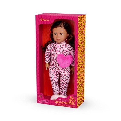 Our Generation Gracia 18" Doll in Pink Leopard-Print Pajama (LOCAL PICKUP ONLY)