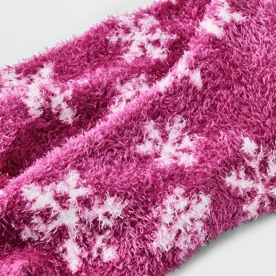 Women's Snowflake Cozy Crew Socks - Auden Berry 4-10