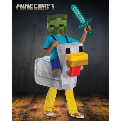 Minecraft Kids' Chicken Jockey Pop Out Ride on Costume Suit Unisize 8+