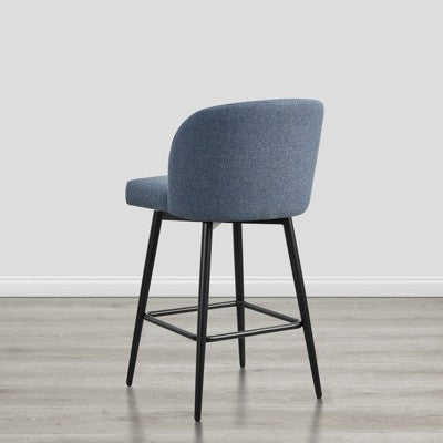 Spruce&Spring 27" Swivel Counter Height Bar Stool with Metal Legs, Set of 2, Blue Fabric (LOCAL PICKUP ONLY)