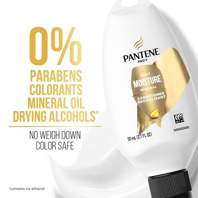 Pantene Conditioner, Hydrates Dry damaged Hair, Daily Moisture Renewal, Safe for Color Treated Hair, Paraben Free, for women and men, 1.7 oz