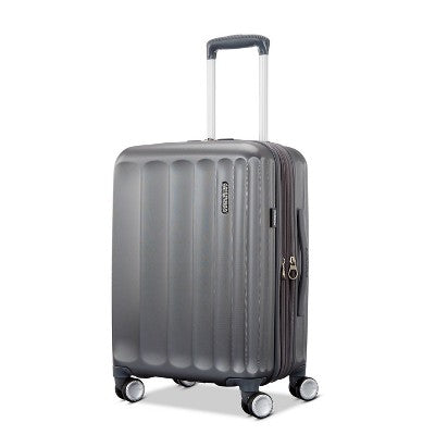 American Tourister Multiply Double Expansion Hardside Carry On Spinner Suitcase - Graphite: ABS Shell, 4 Wheels