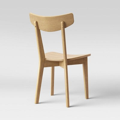 2pk Astrid Mid-Century Dining Chairs Wood Seat Natural - Threshold: Solid Rubberwood, Unupholstered (LOCAL PICKUP ONLY)
