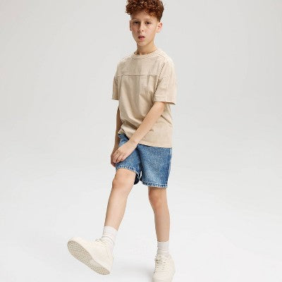 Boys' Short Sleeve Seamed Washed T-Shirt - Cat & Jack Tan S
