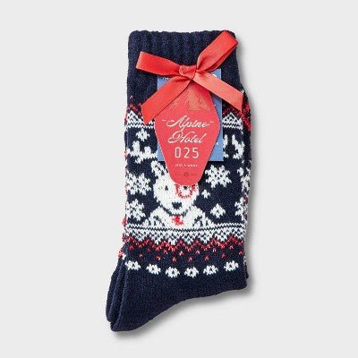 Women's Cozy Alpine Bullseye Dog Crew Super Soft Socks - Universal Thread