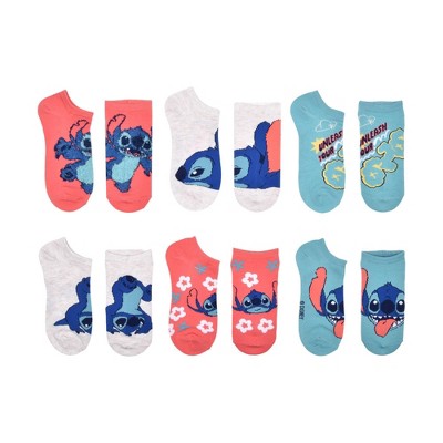 Girls' Disney Stitch No Show Socks - Pink S/M