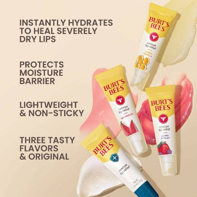 Burt's Bees Rescue Lip Relief Dry Lip Treatment Balm - Watermelon - 0.35oz: Paraben-Free, Sulfate-Free