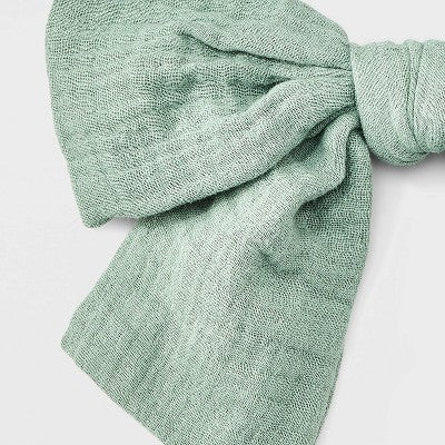 Wrinkled Linen Bow Hair Barrette - Universal Thread Sage Green: Fashionable Solid Hair Clip for Styling