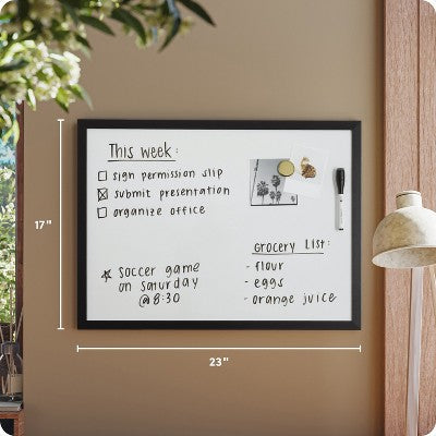 U Brands 17"x23" Wood Frame Dry Erase Board Black (LOCAL PICKUP ONLY)