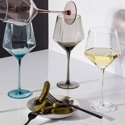 over&back 17.6 fl oz Facet Stemmed Wine Glass Clear