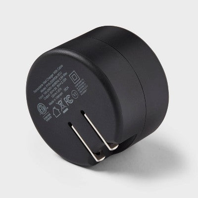 Wall Charger with Retractable 3' USB-C Cable - heyday Black: Male-To-Male, 100g