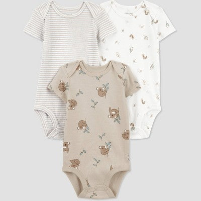 Carter's Just One You Baby Boys' 3pk Bodysuit - White/Green 3M
