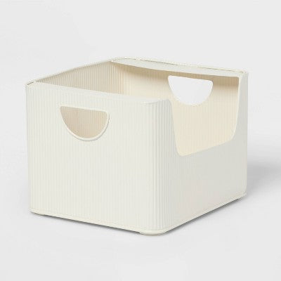 Metal Bin Small Open Front Ivory - Brightroom