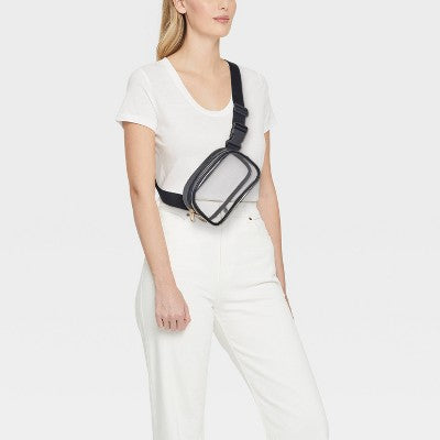 Essential Belt Crossbody Bag - Universal Thread Clear/Black: TPU Shell, Adjustable Strap, Crossbody Style, Solid Pattern