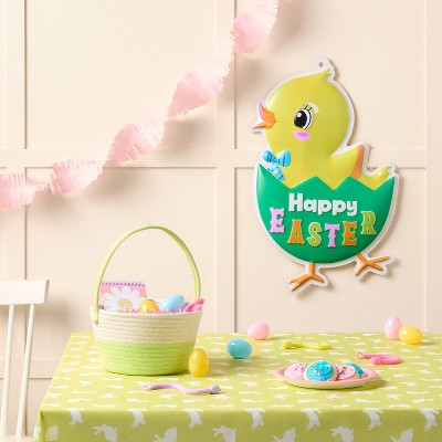 Easter Two Tone Decorative Rope Basket Light Green/White - Spritz