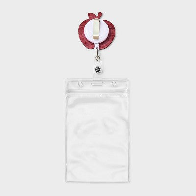 Back to School Apple Badge Reel and ID Card Sleeve - Red