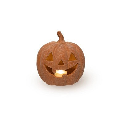 Terracotta Light-Up Pumpkins Orange Jack O'lantern - Bullseye's Playground