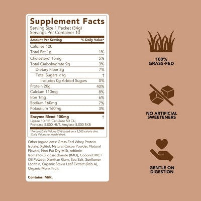 Clean Simple Eats Protein Powder Sticks - Chocolate Brownie Batter - Whey Protein Isolate - 12oz/10ct