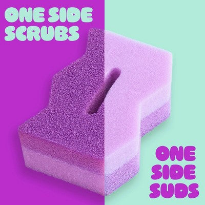 Brite by Scotch-Brite Two-Sided Scrub & Wipe Dish Sponge - Fuschia Frenzy: Foam Material