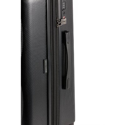 SWISSGEAR Energie Hardside Medium Checked Spinner Suitcase - Black: Aluminum Handle, Tear-Resistant, Polycarbonate Shell
