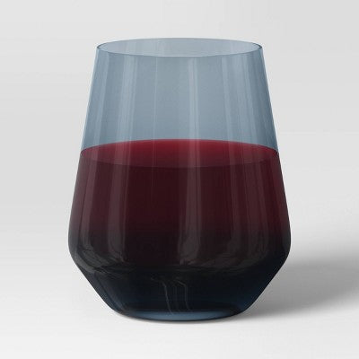 14.8oz Stemless Wine Glass Blue - Threshold: Dishwasher-Safe, Recycled Content, Cold Beverages