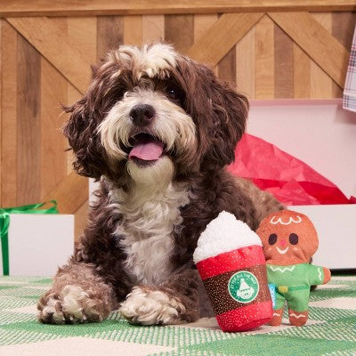 BARK Holiday Santa's Workchomp Jolly Jitterbread Man Dog Plush Toy