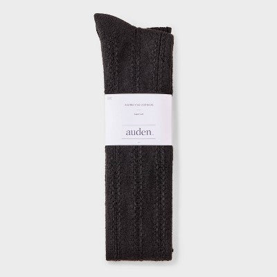Women's Cable Super Soft Over the Knee Boot Socks with Foldover Cuff- Auden Black 4-10
