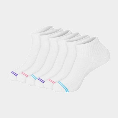 Hanes Premium Women's 6pk Cool Comfort Cushioned Ankle Socks - White 5-9