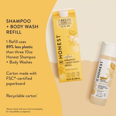 The Honest Company Refresh Shampoo + Body Wash Refill - Citrus Vanilla - 32 fl oz: Basic Cleansing, All Hair Types, Daily Use